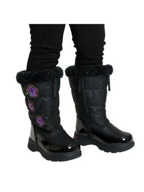 Totes Toddler Girls Floral Design Waterproof Snow Winter Boots Black Size 6M